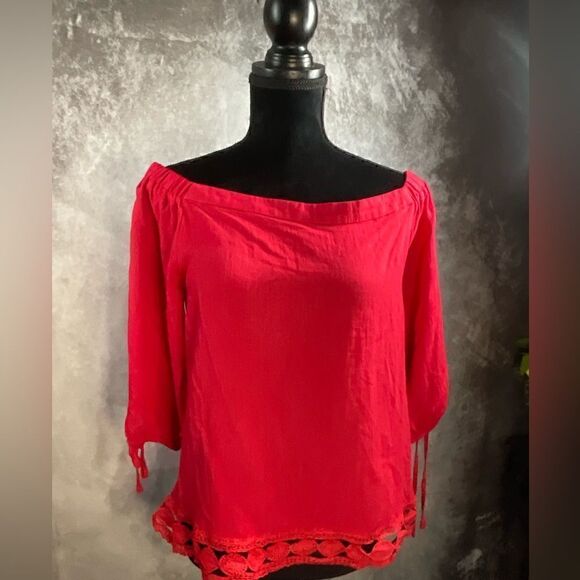 Greylin Arnette Off Shoulder Top festival concert boho party date size small red - Picture 2 of 15